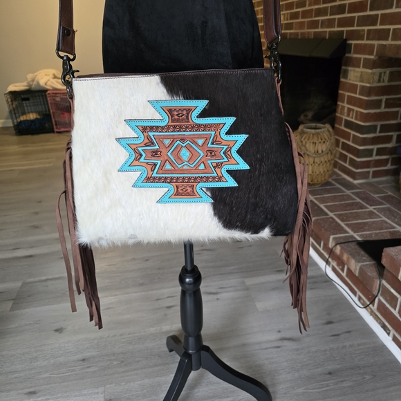 American Darling Handbags - American Darling Turquoise and Brown Aztec Shoulder Bag